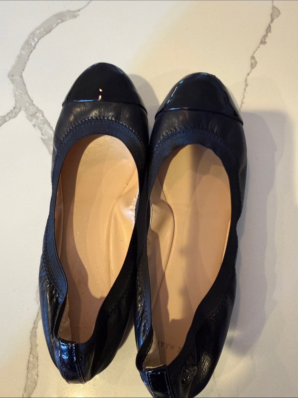 Cole Haan black Leather Cap-Toe Ballet Flats 7